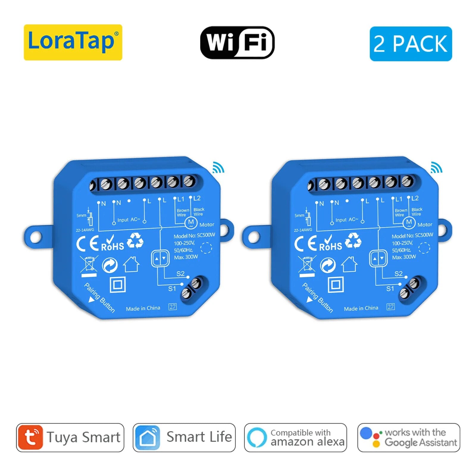 LoraTap 240V Plastic Automatic WIFI Roller Shutter Curtain Module