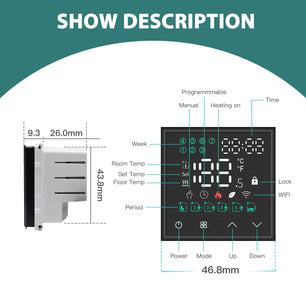 Bseed Alloy LED Touch Screen Wifi APP Control Thermostat Module