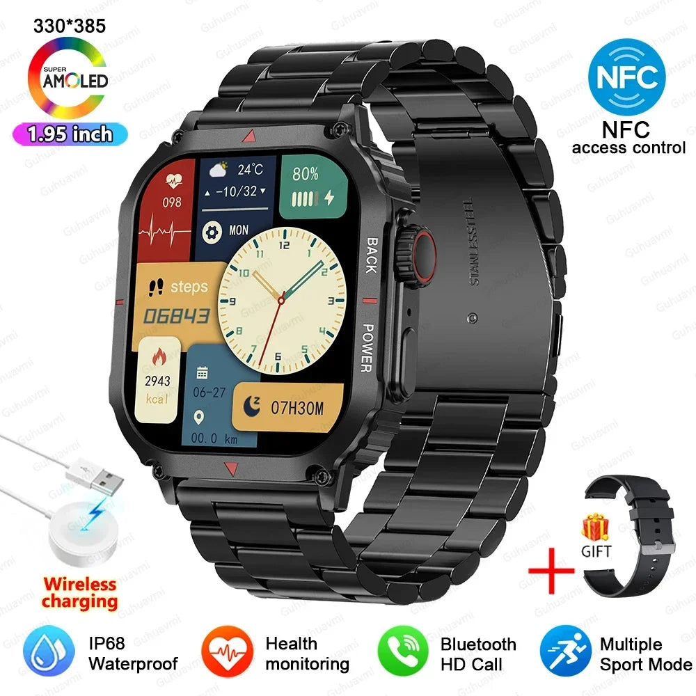 Fine Steel GPS Tracking Waterproof Bluetooth Square Shape Smart Watch