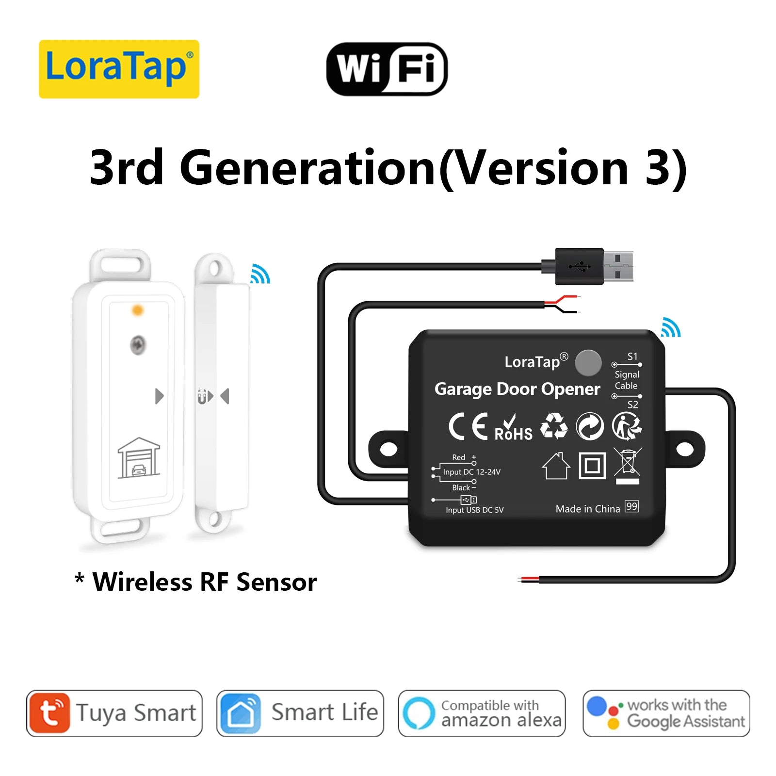 LoraTap Plastic 10A Wireless Remote Control Sensor Opener Switch