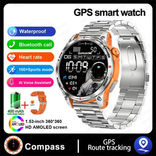 Silica Gel GPS Sports Fitness Monitoring Bluetooth Round Smart Watch