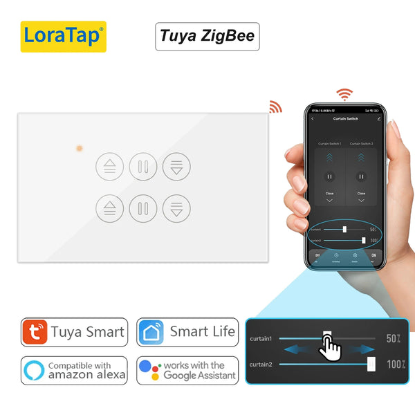 LoraTap 240V 300W Plastic ZigBee 3.0 Rolling Blinds Curtain Switch