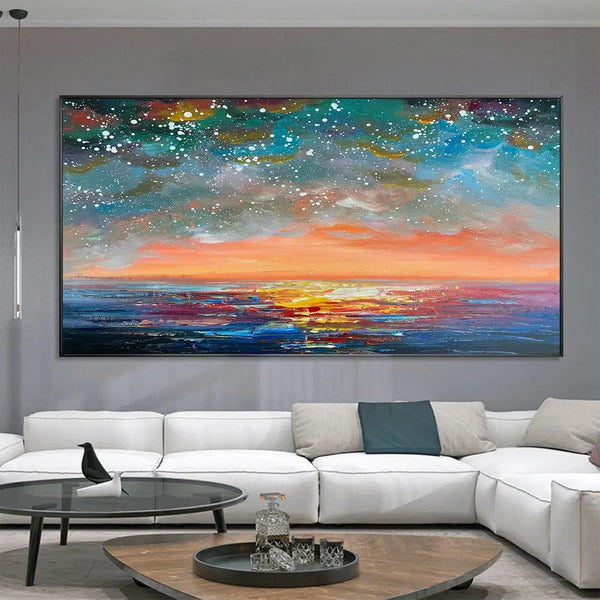 100% Canvas Modern Sky Pattern Handmade Elegant Oil Painting