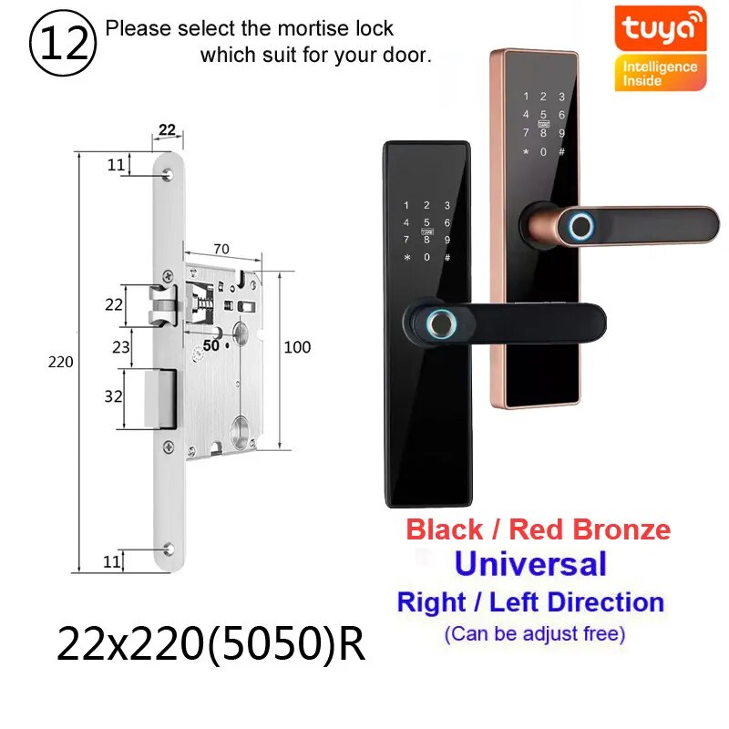 RayKube Aluminium Alloy Fingerprint Digital Smart Door Lock