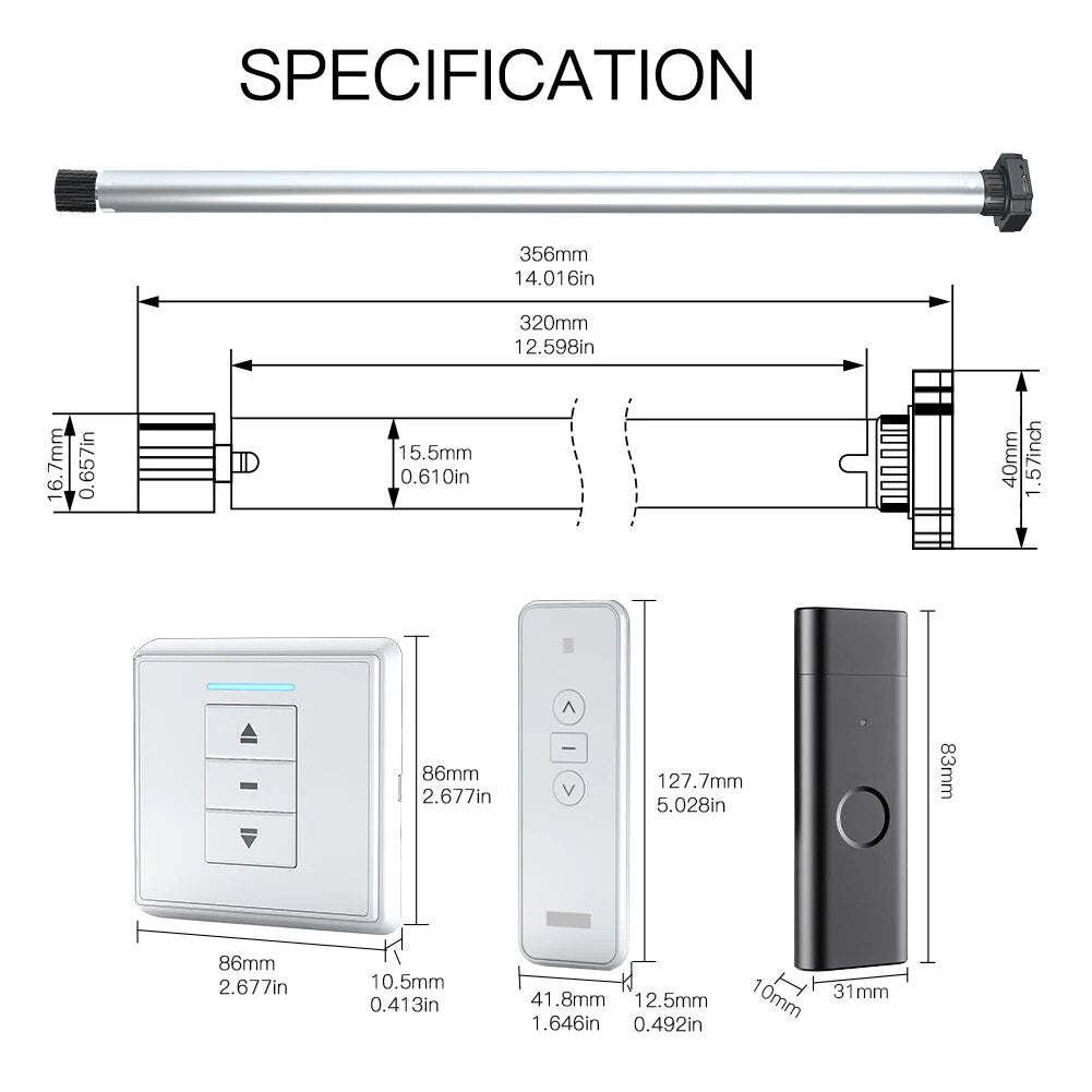 Moes Plastic Electric Remote Control Tubular Roller Blind Motor