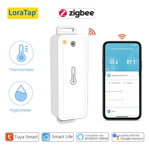 LoraTap Plastic Smart ZigBee 3.0 Temperature and Humidity Sensor