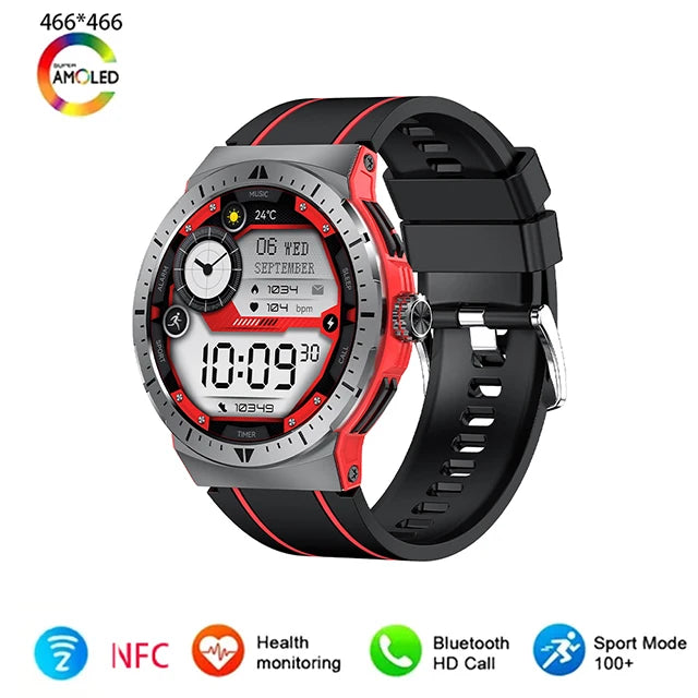 Silica Gel Smart Bluetooth Voice Support Round Shaped Sports Watch