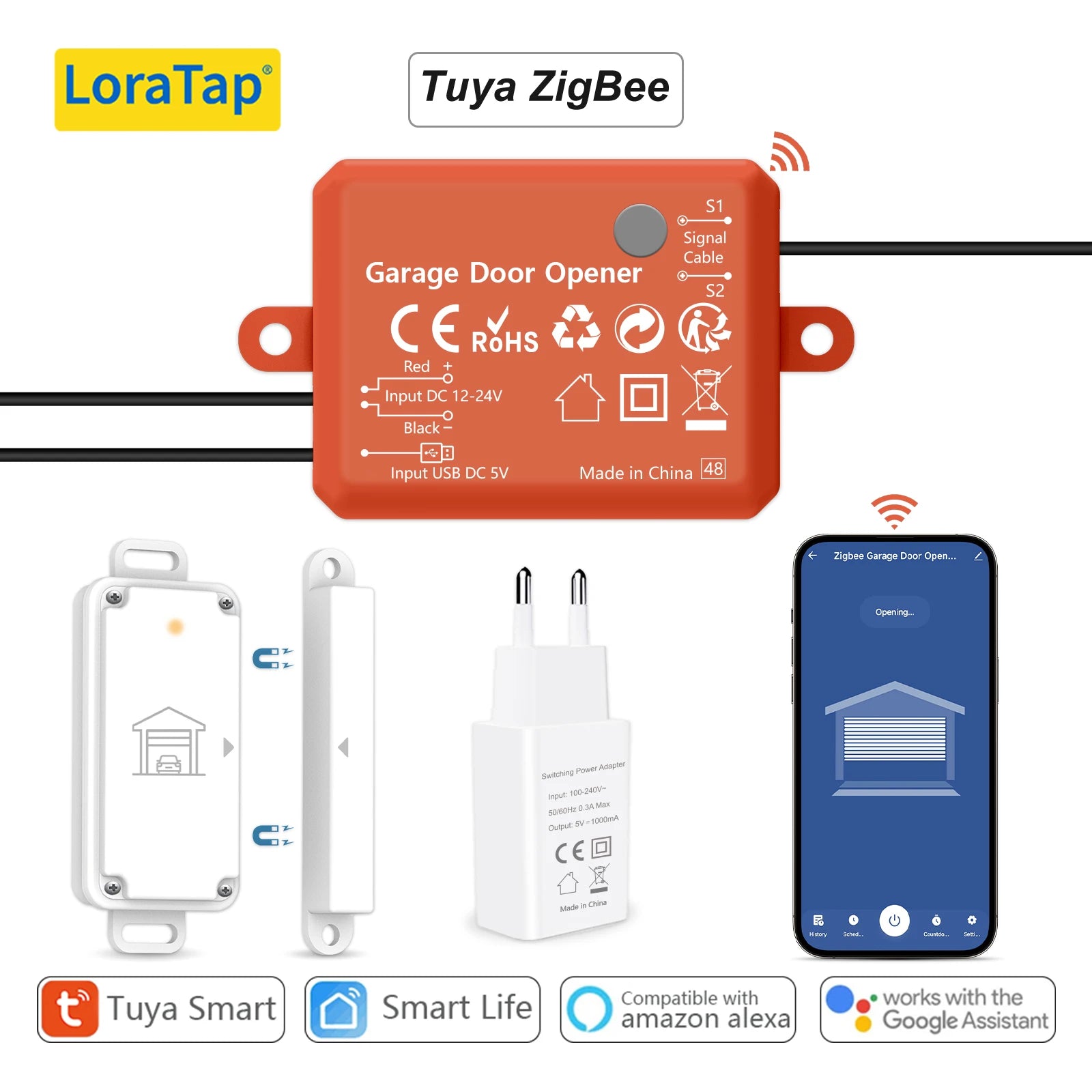 LoraTap Plastic 1A Wireless Remote Control Sensor Opener Switch