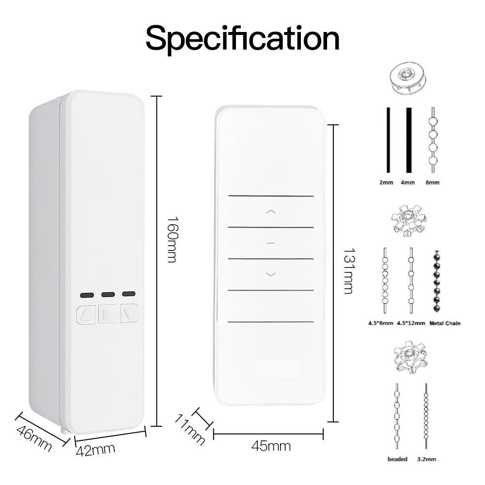 Moes Plastic Remote Control Smart WIFI Chain Roller Curtain Motor