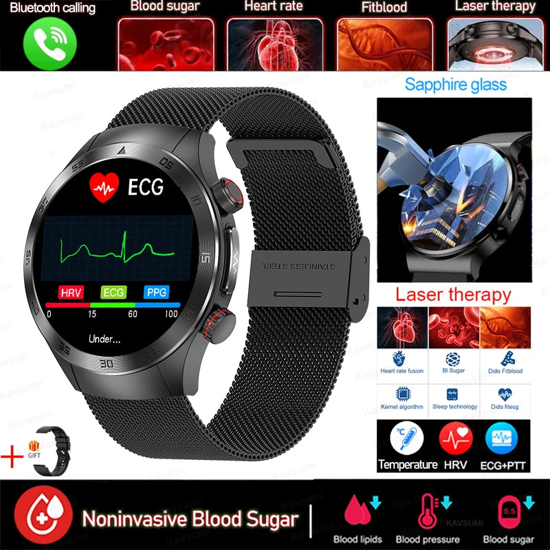 Stainless Steel Health Management Bluetooth Round Smart Watch