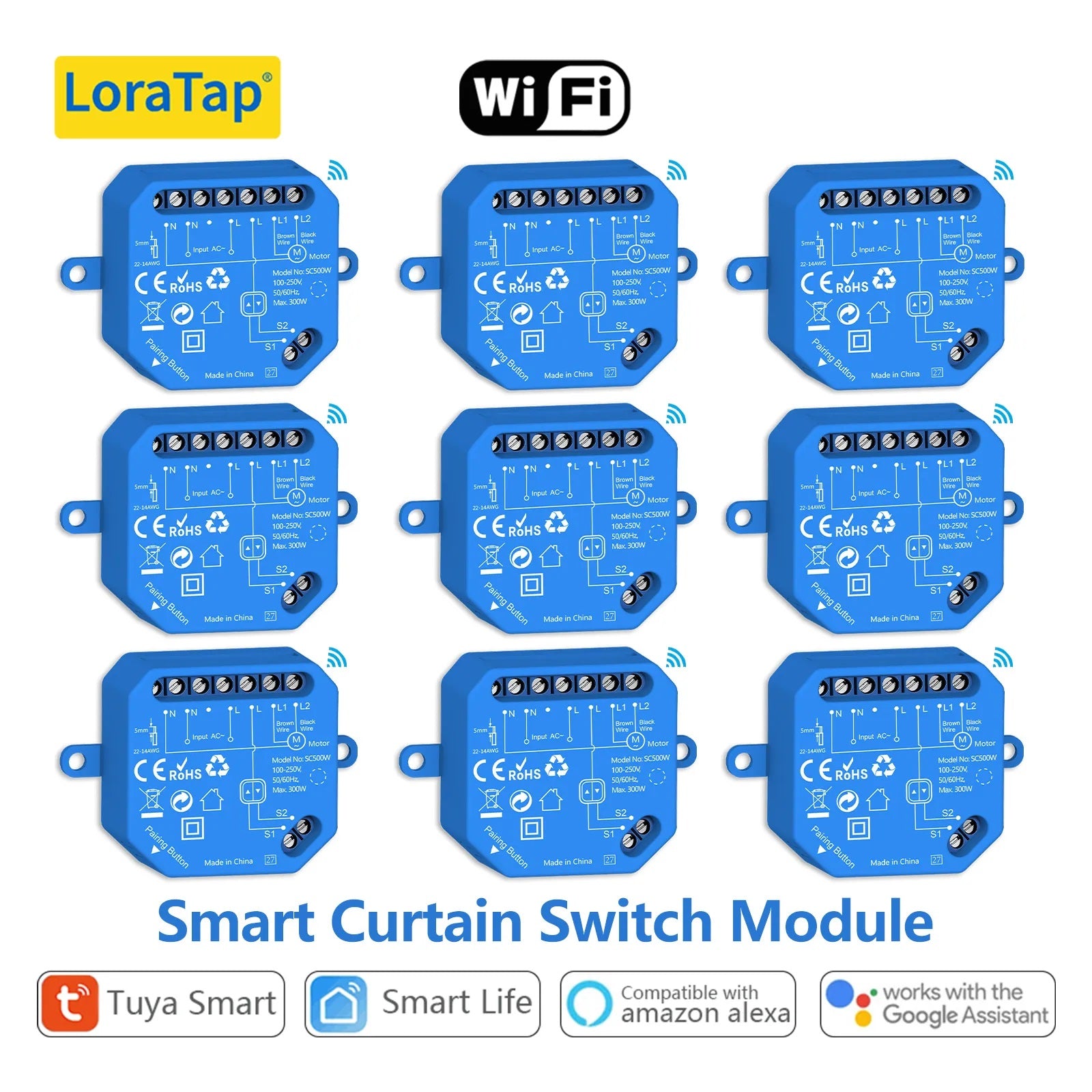 LoraTap 240V Plastic Automatic WIFI Roller Shutter Curtain Module