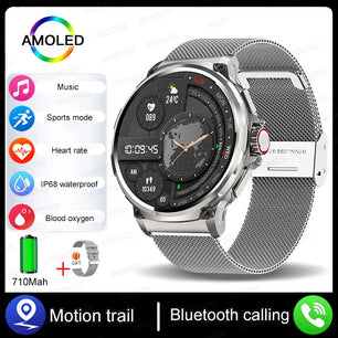 Stainless Steel GPS Track Bluetooth Ultra HD Round Smart Watch