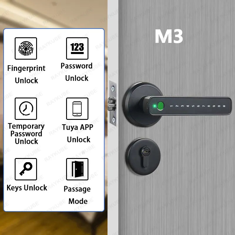 RayKube Stainless Steel Fingerprint Digital Smart Door Lock