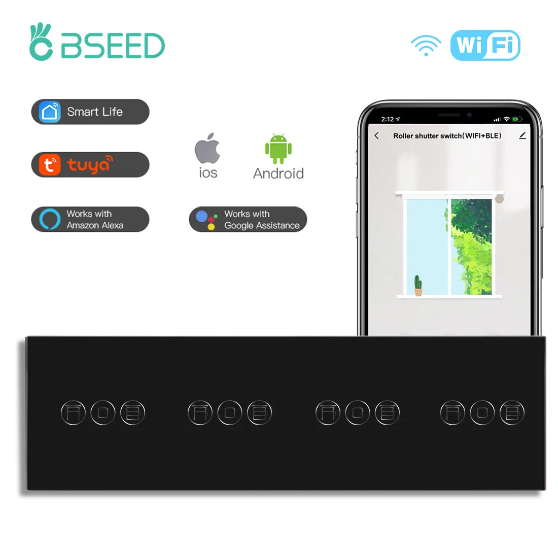 Bseed Alloy Multi Gang Roller Shutter APP Control Wifi Switch