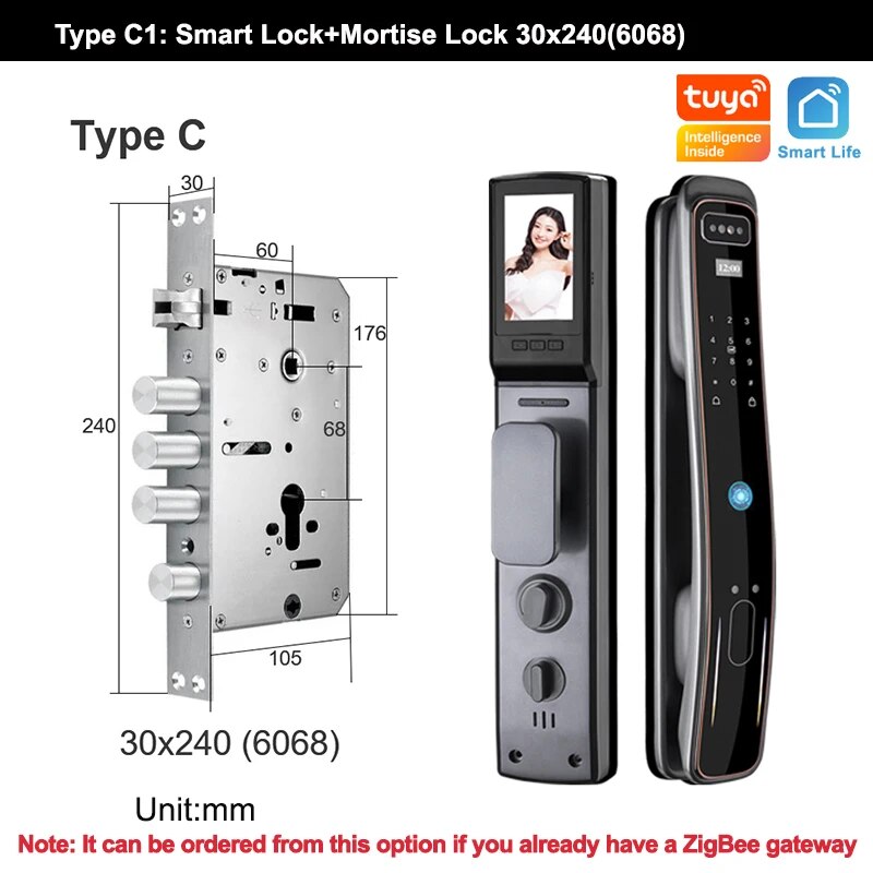 RayKube Aluminium Alloy Fingerprint Digital Smart Door Lock