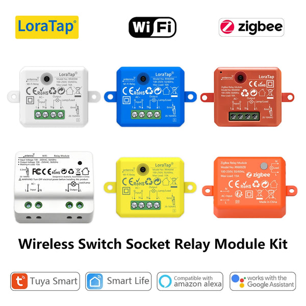 LoraTap 10A Plastic Wireless Switch Socket Relay Module Kit