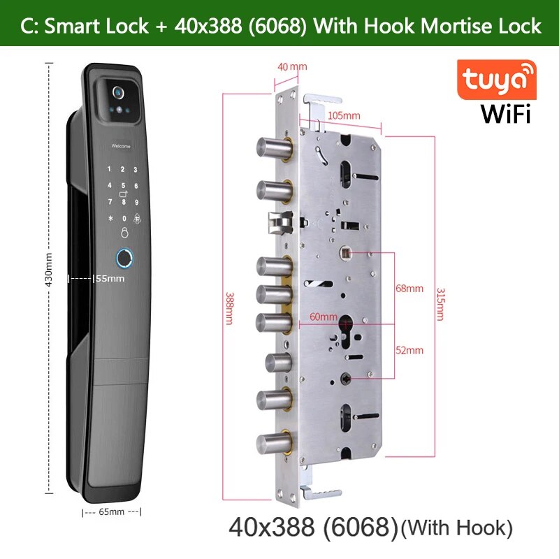 RayKube Aluminium Alloy Fingerprint Digital Smart Door Lock