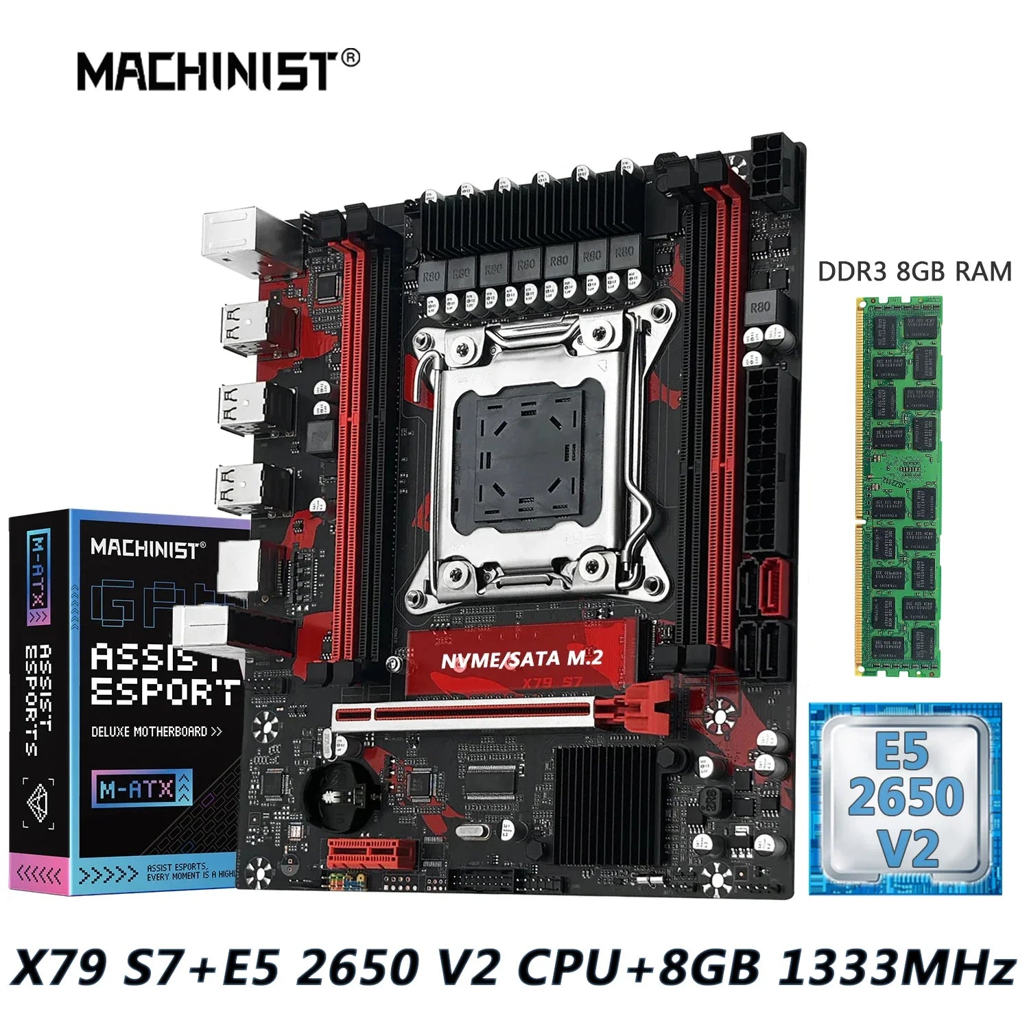 Machinist LGA 2011 Xeon E5 2650 V2 DDR3 Desktop Motherboard Set