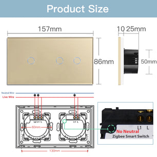 Bseed 10A 3 Gang Touch Wifi Smart Voice Control Wall Switch