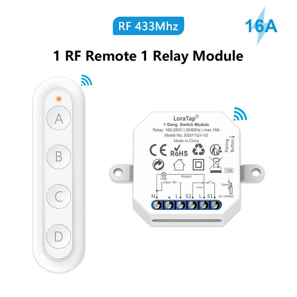 16A Plastic Wireless Remote Control Switch Module Kit For Light