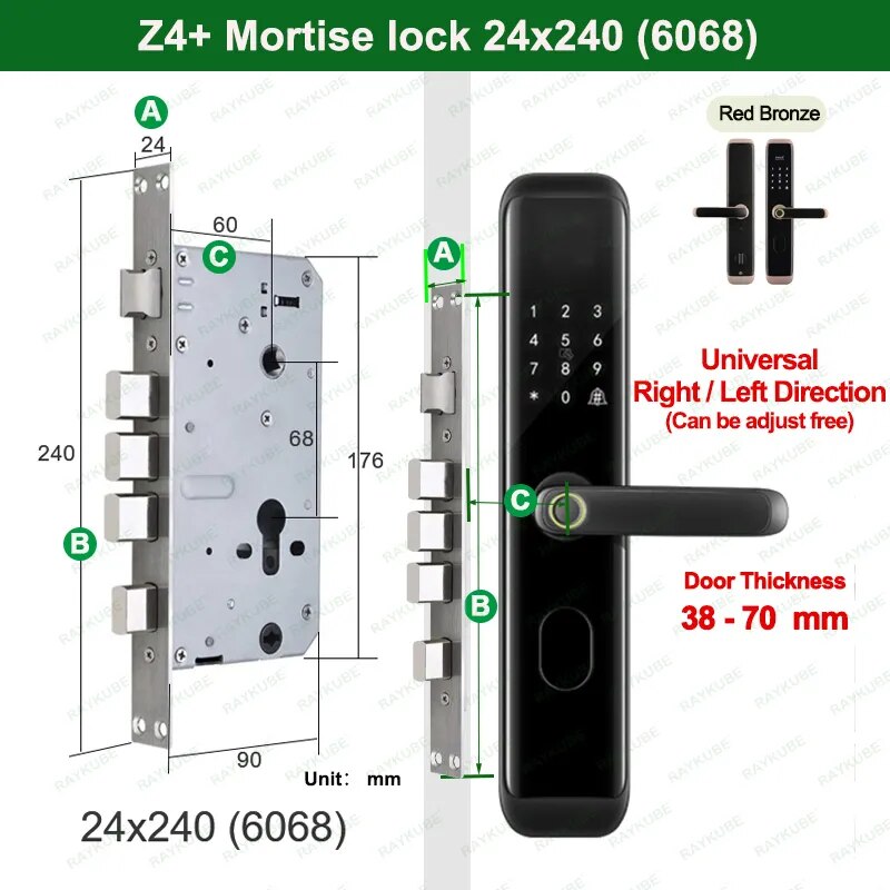 RayKube Aluminium Alloy Fingerprint Digital Smart Door Lock