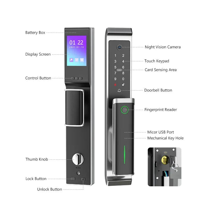 RayKube Aluminium Alloy Fingerprint Digital Smart Door Lock