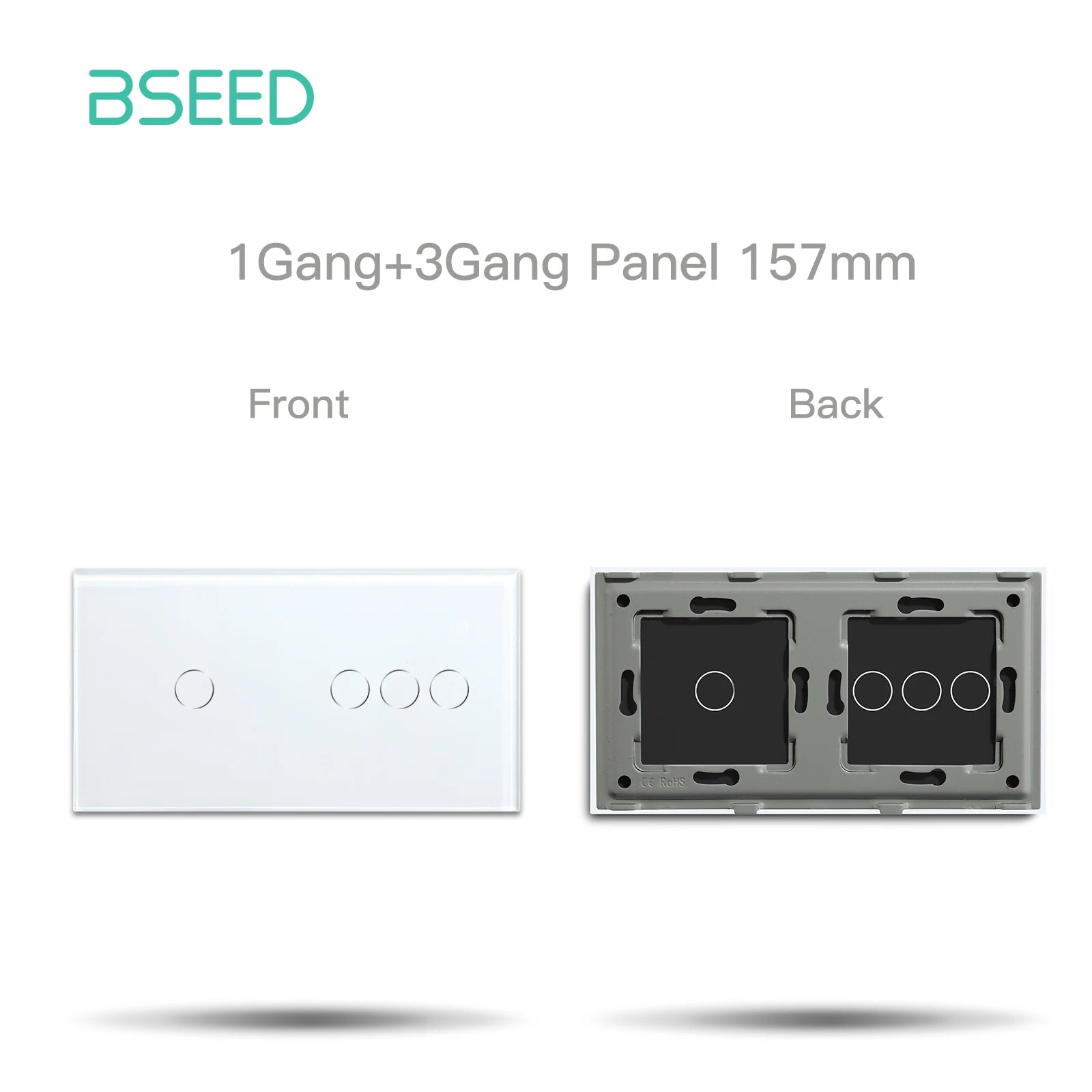 Bseed 10A Alloy 2 Gang Crystal Glass Panel Light Touch Switch