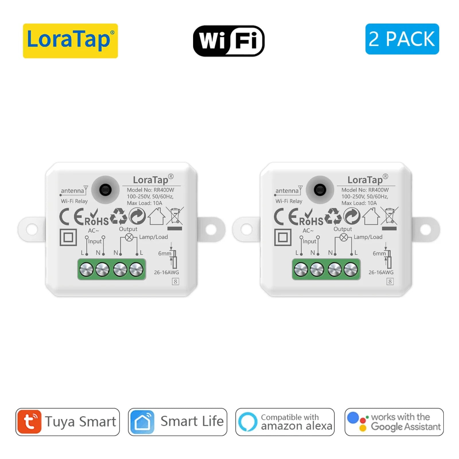 LoraTap 10A Plastic Wireless Switch Socket Relay Module Kit