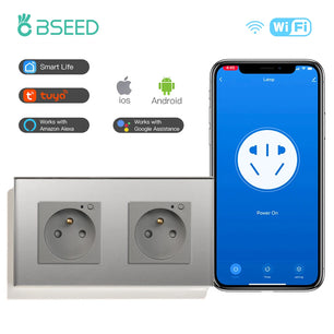 Bseed 16A Glass Panel Wireless WIFI Control Smart Power Socket