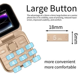 Metallic Square Shape Auto Call Record Small Foldable Mobile Phone