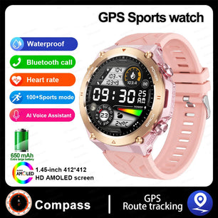 Stainless Steel GPS Track Bluetooth Waterproof Round Smart Watch