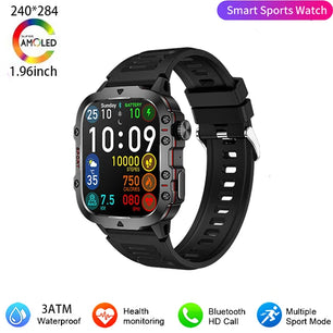 Silica Gel Smart Bluetooth Voice Support Square Shaped Sports Watch