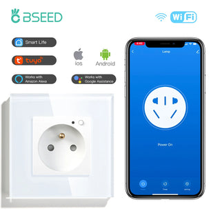 Bseed 16A Glass Panel Wireless WIFI Control Smart Power Socket