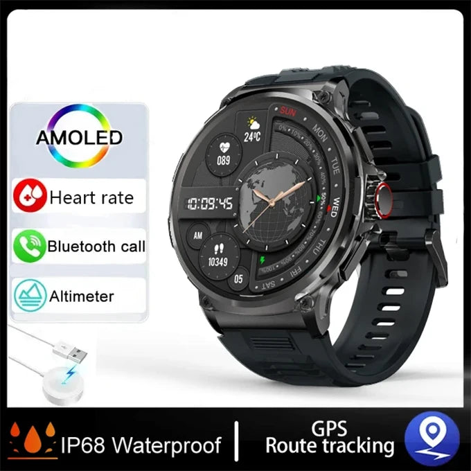 Silica Gel Smart Bluetooth Voice Support Round Shaped Sports Watch