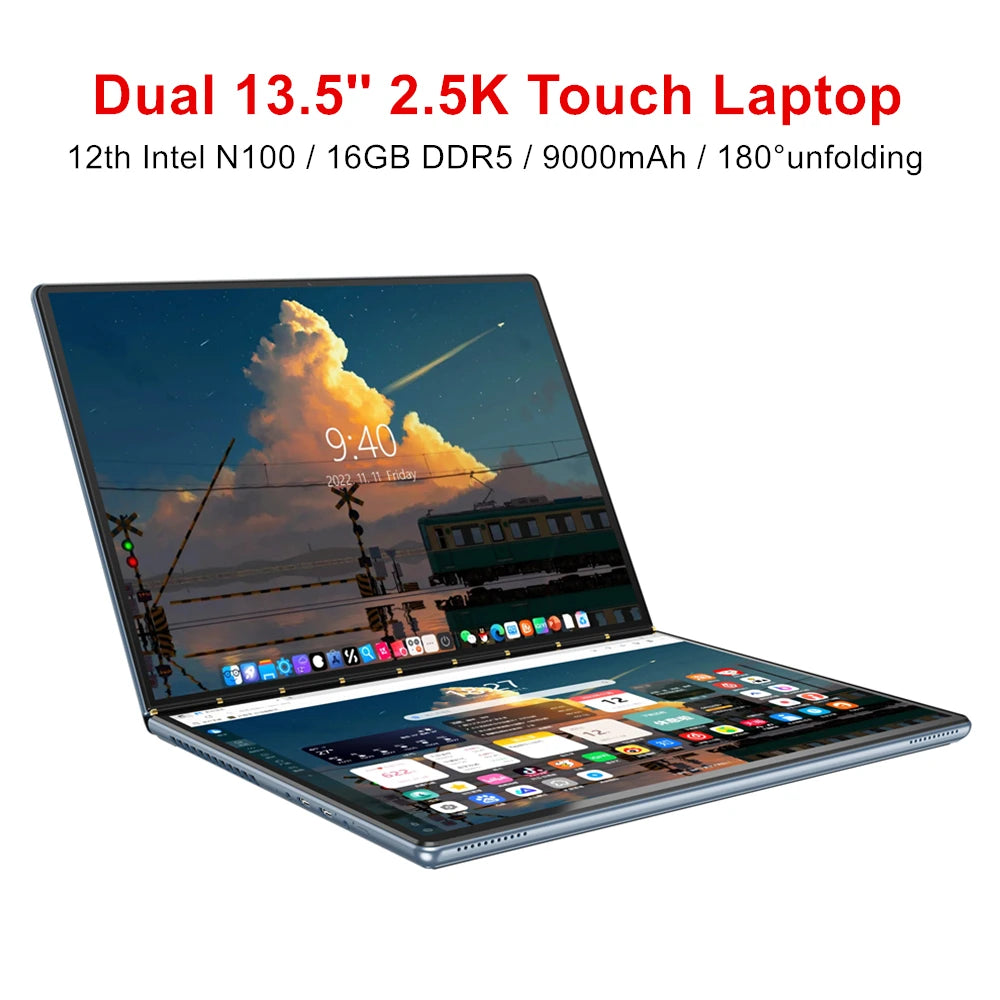 Topton 12th Gen 13.5Inch 16GB DDR5 Windows 11 Dual Screen Laptop