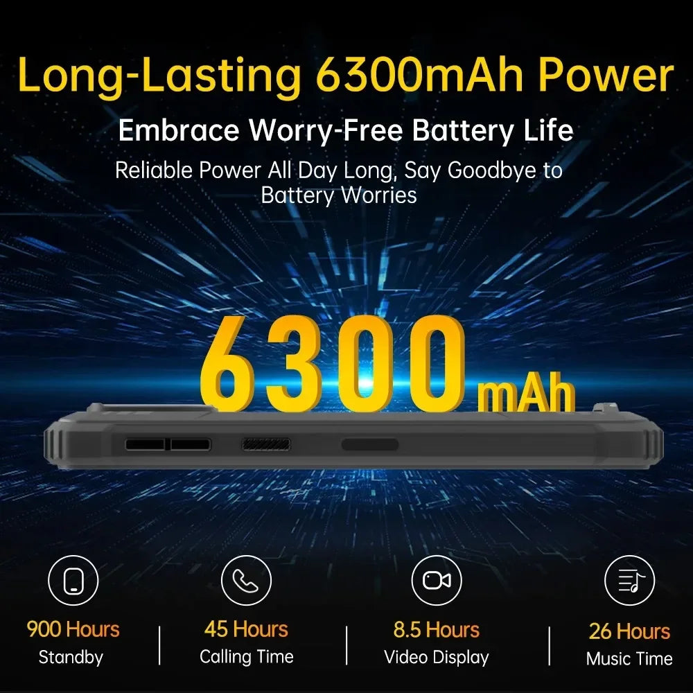 Rubber Rugged 6300mAh 6GB RAM 256GB ROM 6.0 Inches Smart Phone