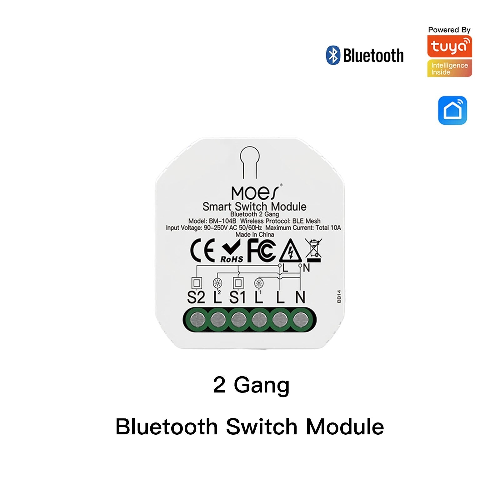 Moes Plastic Panel Bluetooth Smart Light Breaker Switch Module