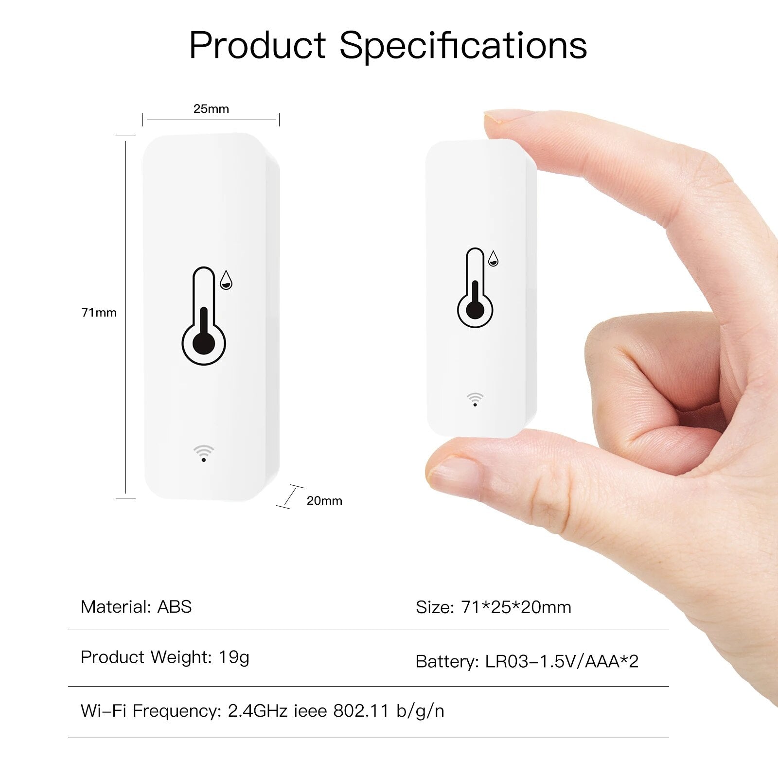 Moes Air Quality Detector Portable Smart Wireless Humidity Sensor