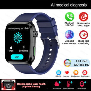 Stainless Steel Medical Grade Health Bluetooth Square Smart Watch