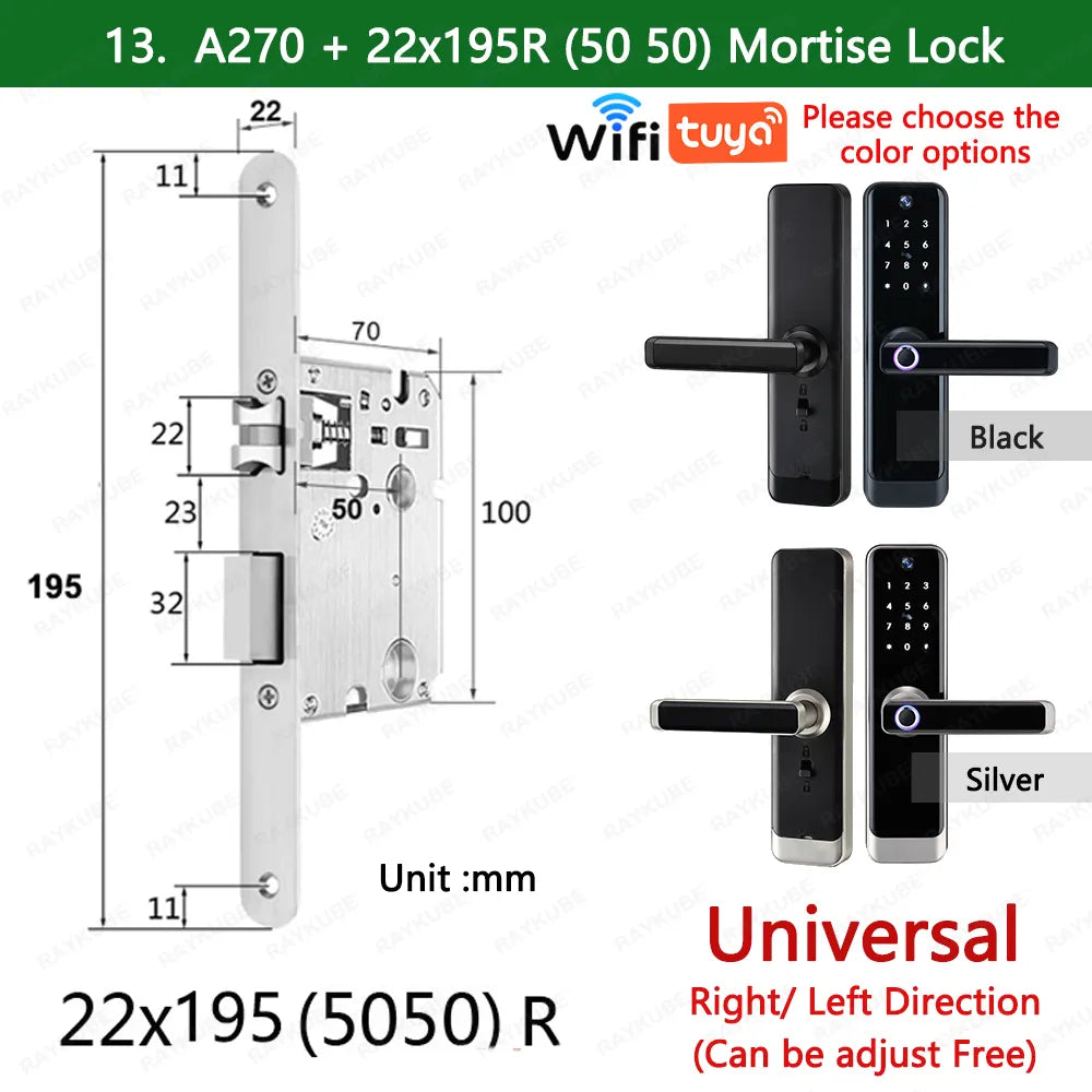 RayKube Aluminium Alloy Fingerprint Digital Smart Door Lock