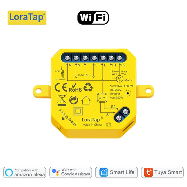 LoraTap 240V 300W Plastic Rolling Blinds Curtain Switch Module