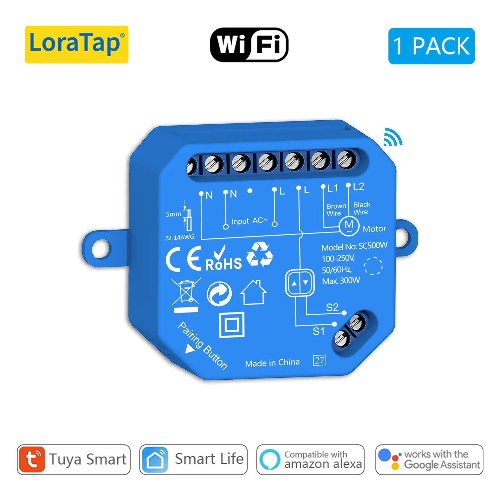 LoraTap 240V Plastic Automatic WIFI Roller Shutter Curtain Module