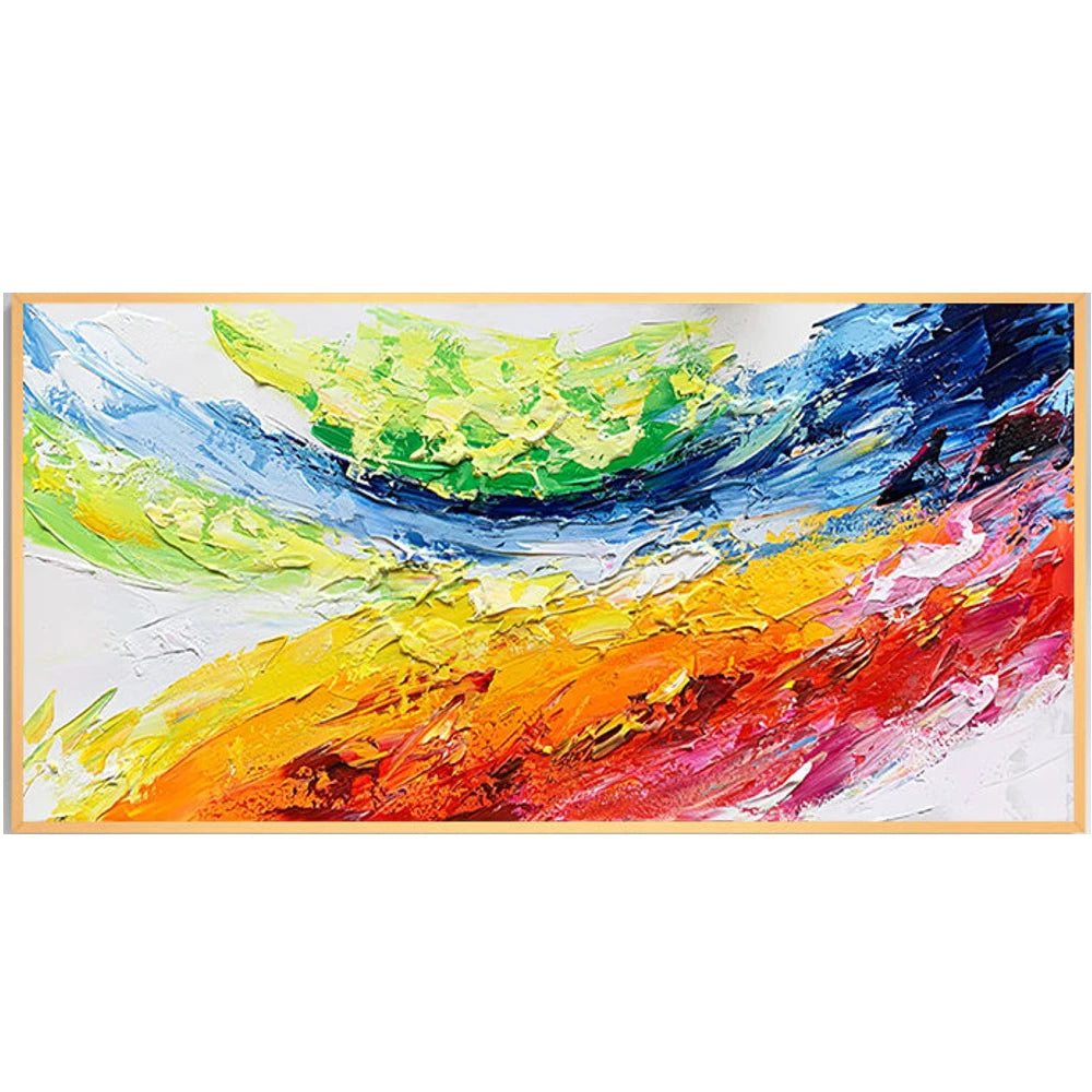 100% Canvas Modern Rainbow Handmade Elegant Artwork Oil Painting