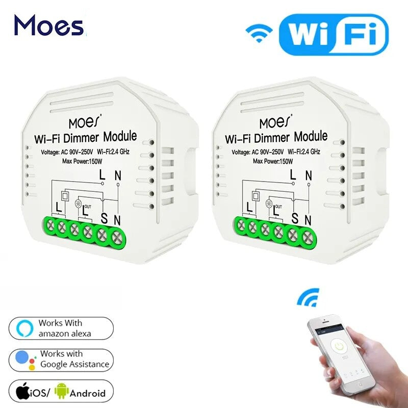 Moes 150W Plastic Automatic WIFI Smart Dimmer Switch Modules