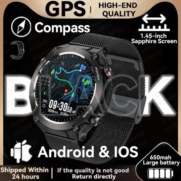 Silica Gel Waterproof GPS Track Bluetooth Ultra HD Smart Watch