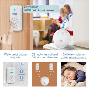 Kerui Plastic Wifi Smart APP Wireless Range Home Alarm Doorbell