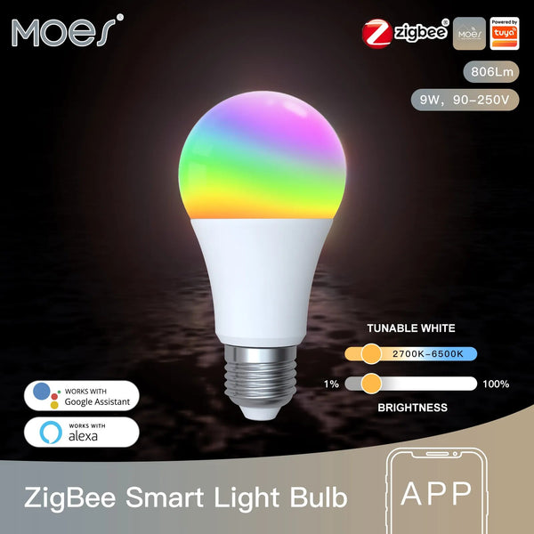 Moes Plastic Dimmable LED Light Zigbee Voice Control Smart Bulb