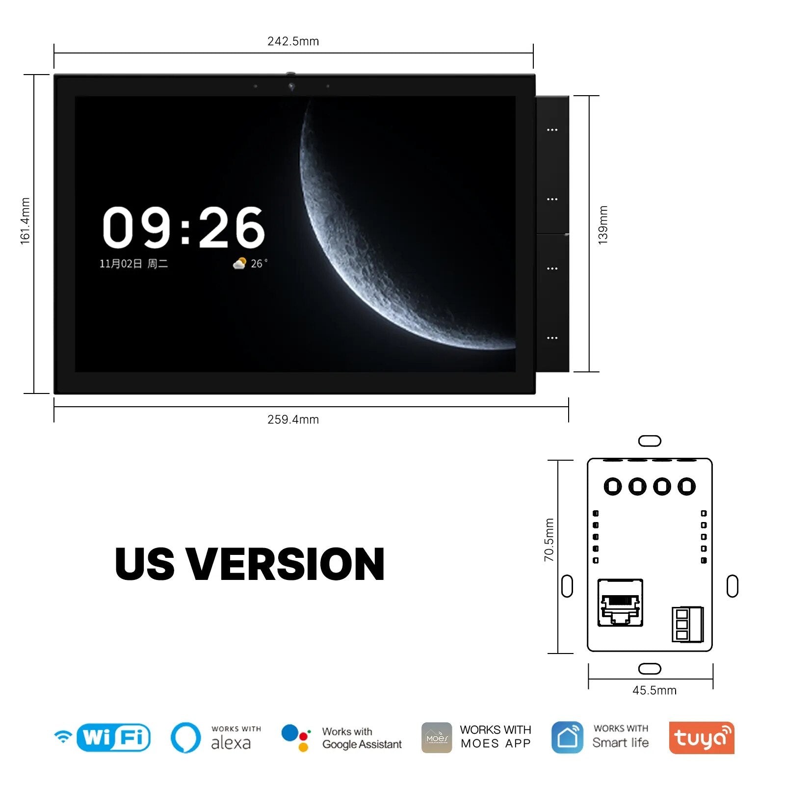 Moes 10.1 Inch Smart Home Control Panel Bluetooth Touch Screen