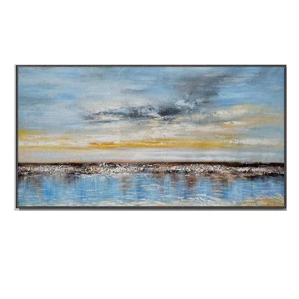 100% Canvas Modern Natural Lake Handmade Artwork Oil Painting