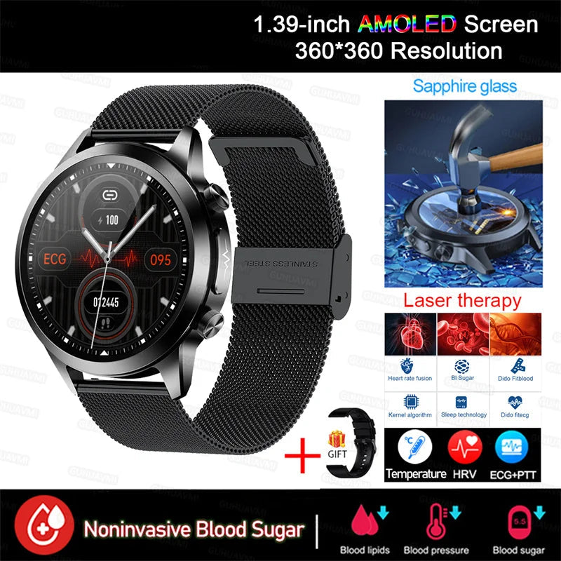 Stainless Steel Shockproof Bluetooth Round Shape Smart Watch